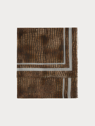 Foulard aus Wolle und Modal - DUNKEL BRAUN