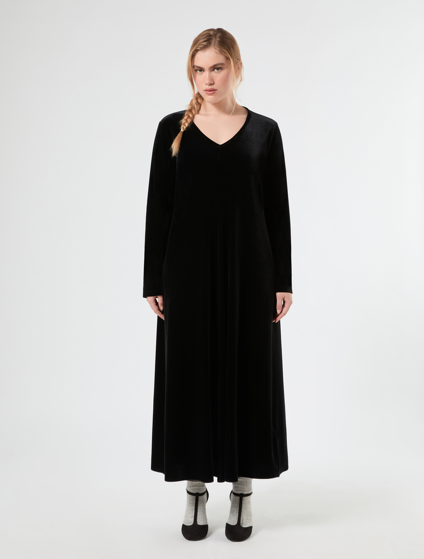 Abito in jersey di velluto - NERO - Marina Rinaldi - 3