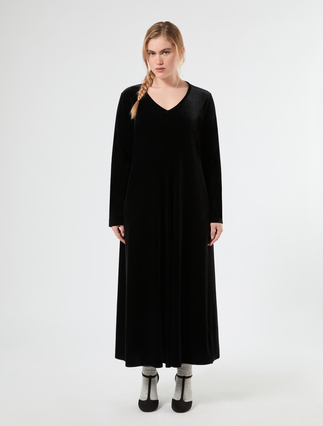 Abito in jersey di velluto - NERO - Marina Rinaldi - 3