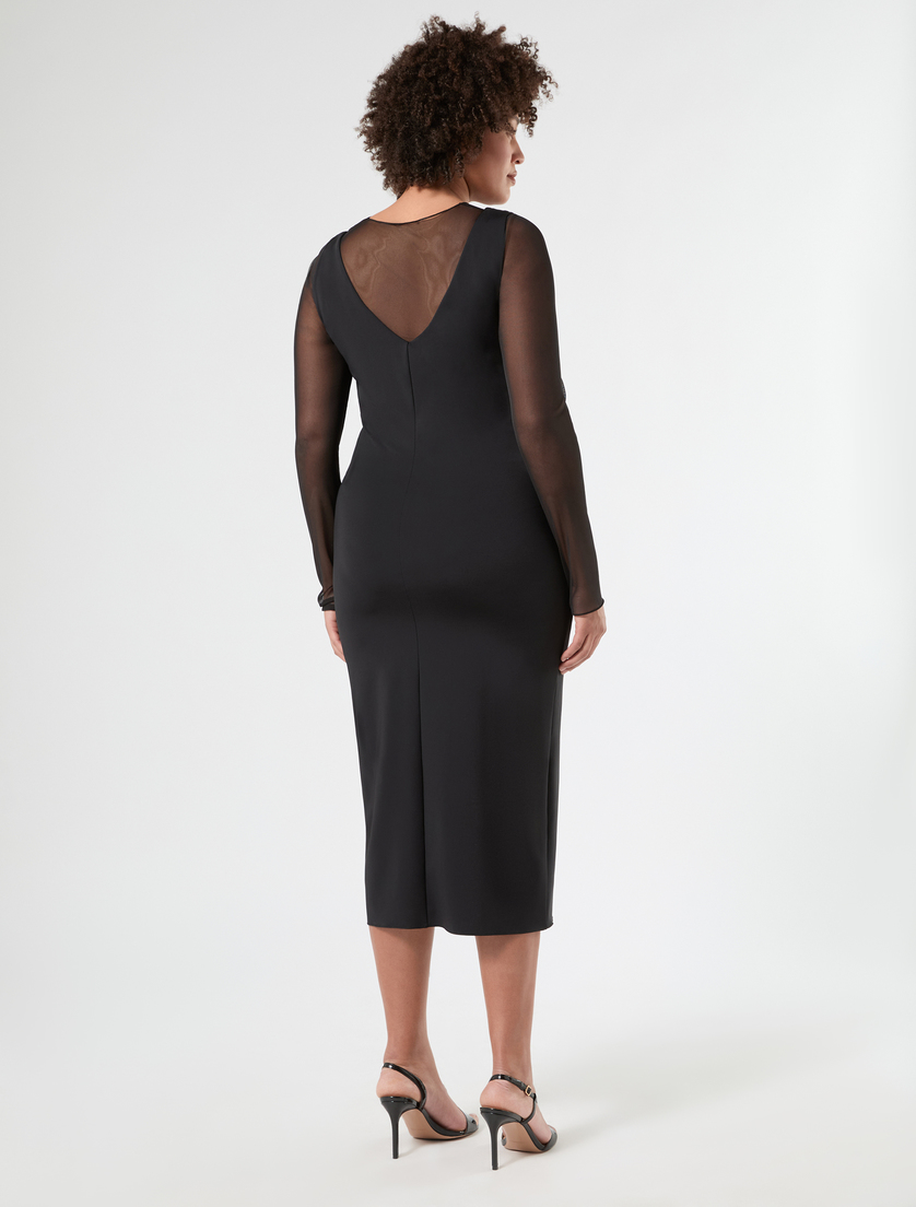 Abito in jersey e tulle - NERO - Marina Rinaldi - 4