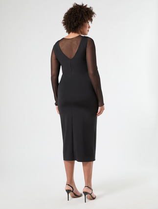 Abito in jersey e tulle - NERO - Marina Rinaldi - 4