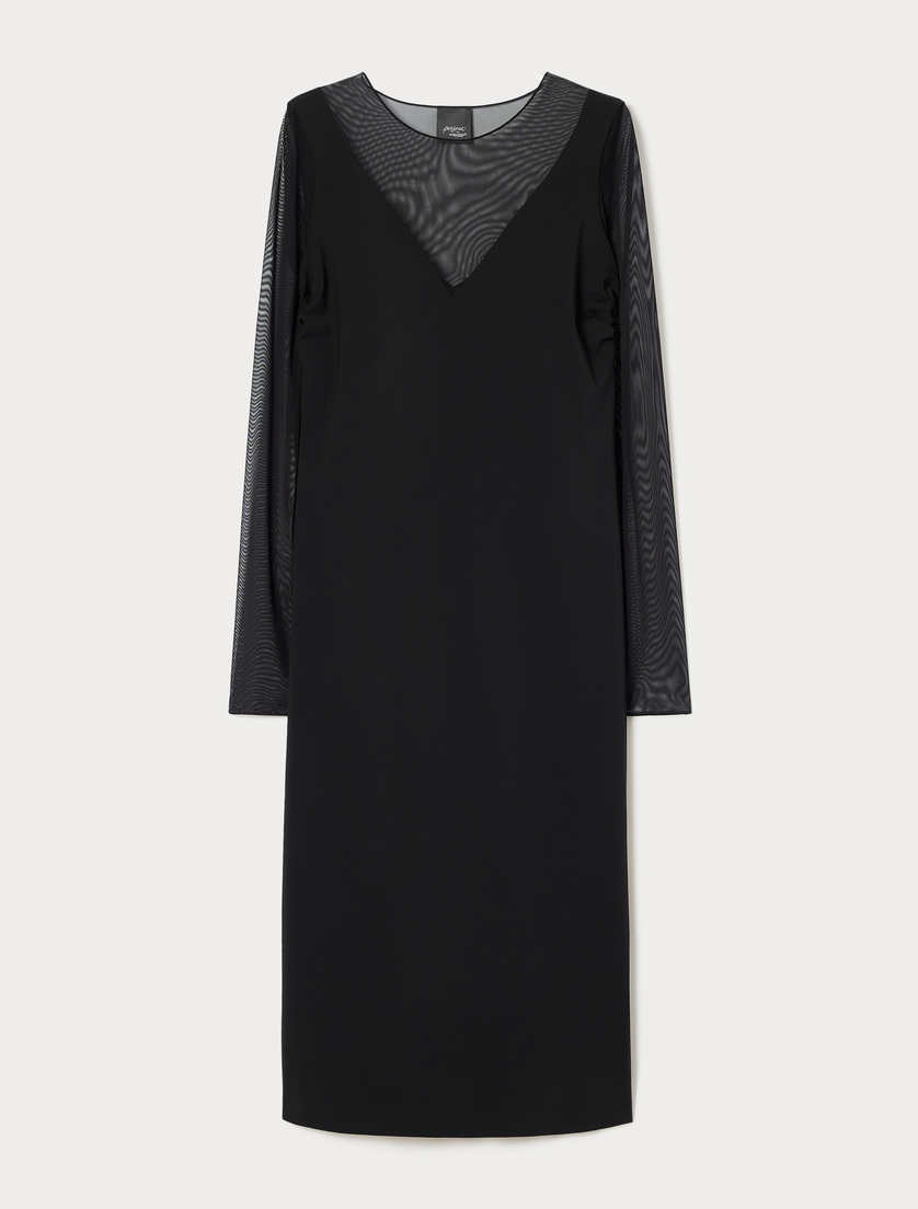 Abito in jersey e tulle - NERO - Marina Rinaldi