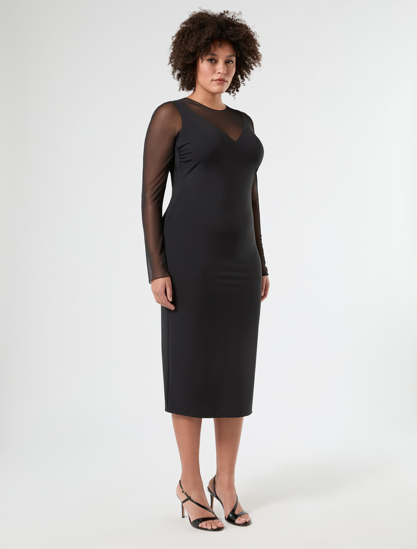 Abito in jersey e tulle - NERO - Marina Rinaldi - 3