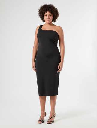 Jersey one-shoulder dress - BLACK - Marina Rinaldi - 3