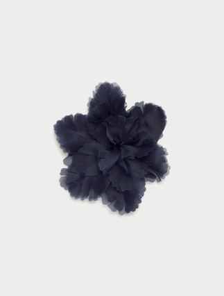 Spilla a fiore in organza di seta - BLU NOTTE