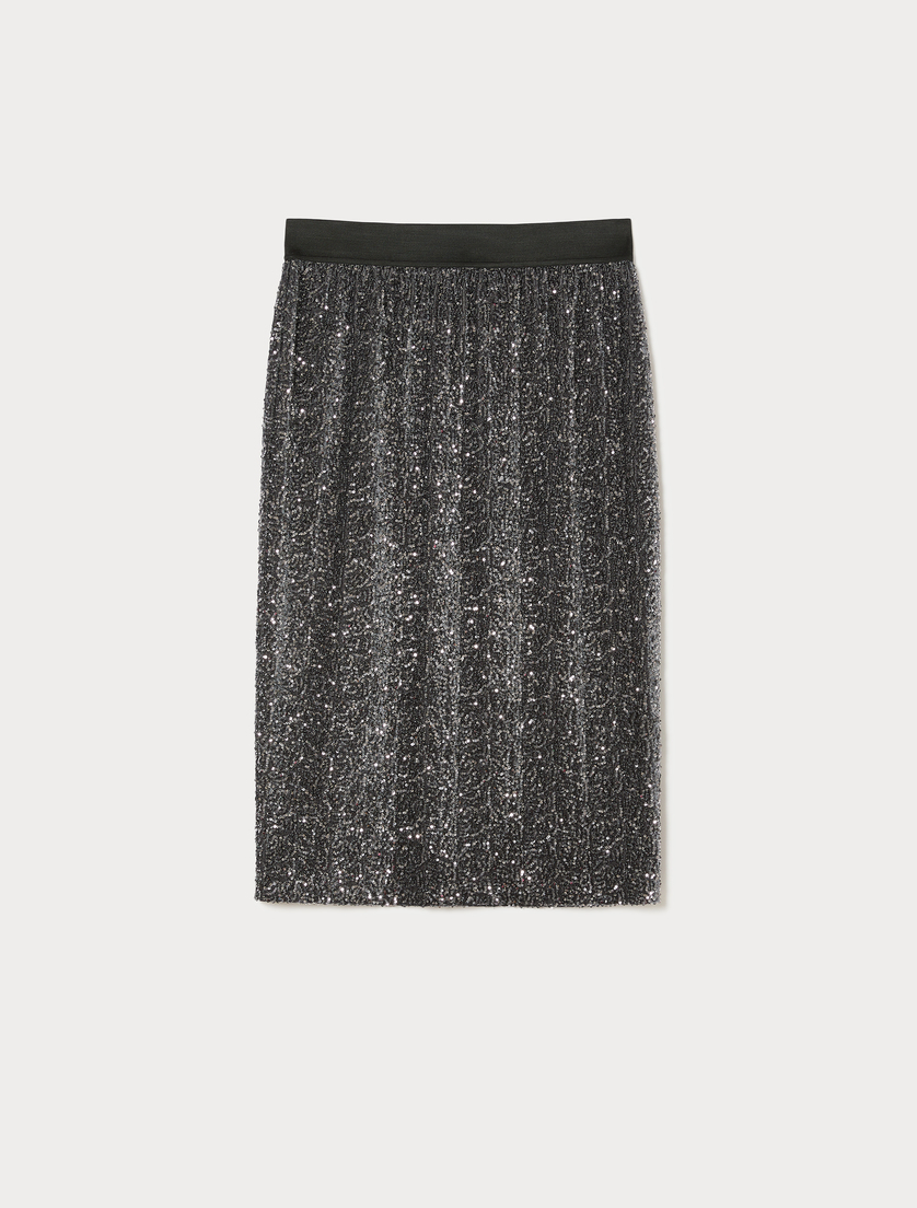 Embroidered chenille skirt - MEDIUM GREY - Marina Rinaldi