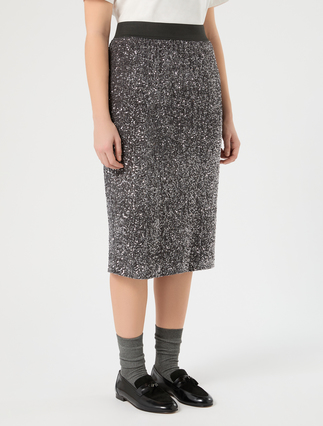 Embroidered chenille skirt - MEDIUM GREY - Marina Rinaldi - 3