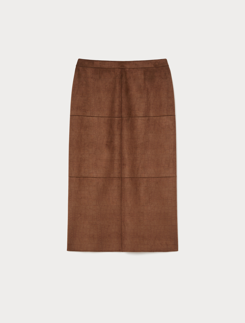 Long skirt in suede jersey - TOBACCO - Marina Rinaldi