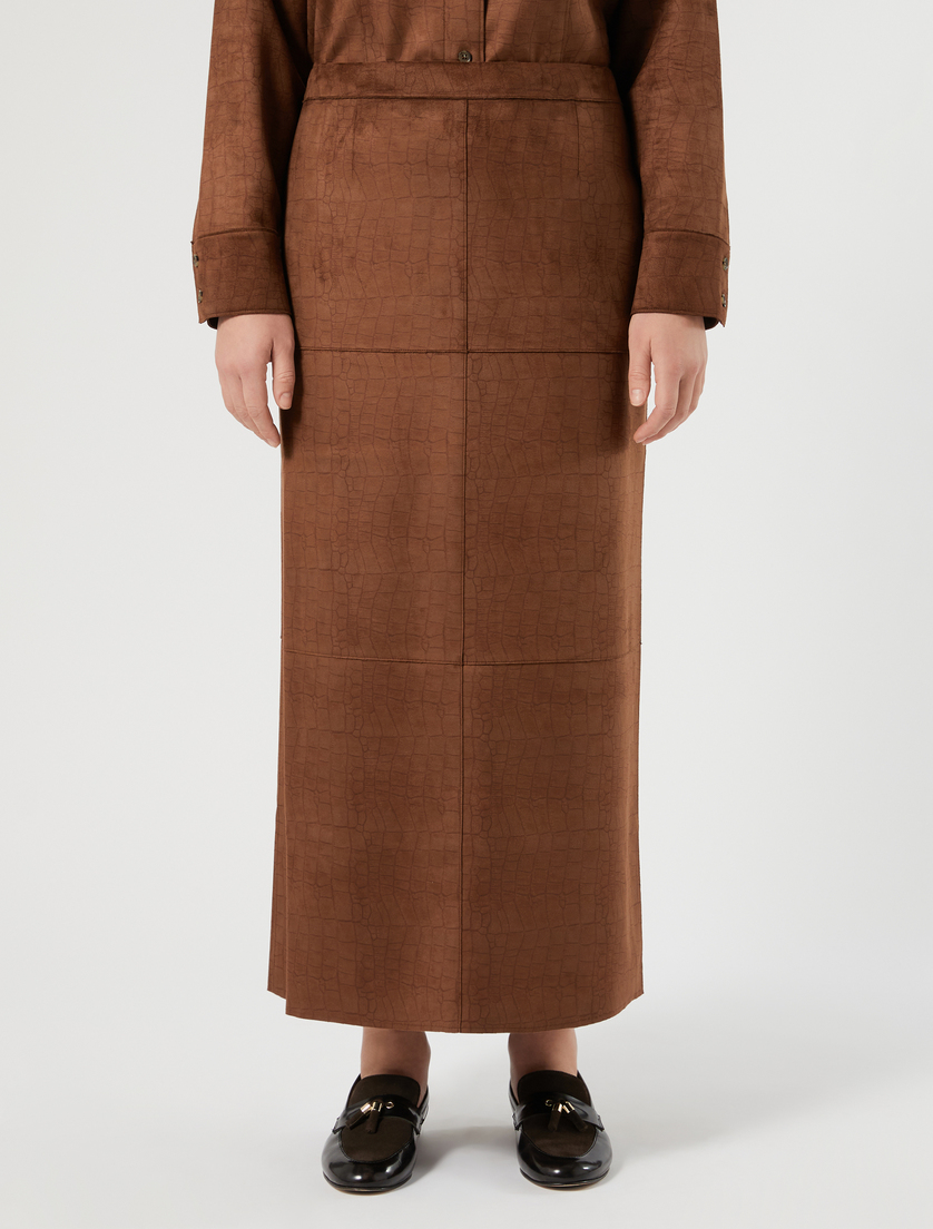Long skirt in suede jersey - TOBACCO - Marina Rinaldi - 3