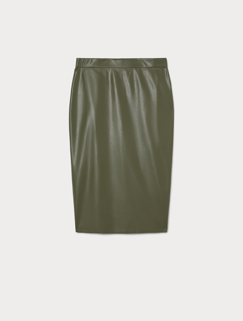 Coated jersey pencil skirt - OLIVE GREEN - Marina Rinaldi