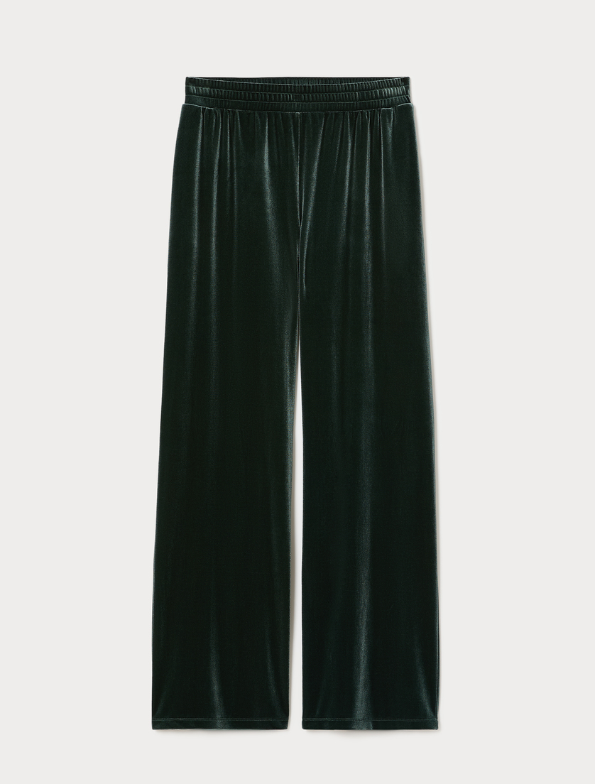 Pantaloni wide leg in jersey di velluto - VERDE BOSCO - Marina Rinaldi