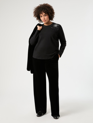 Pantaloni wide leg in jersey di velluto - Marina Rinaldi