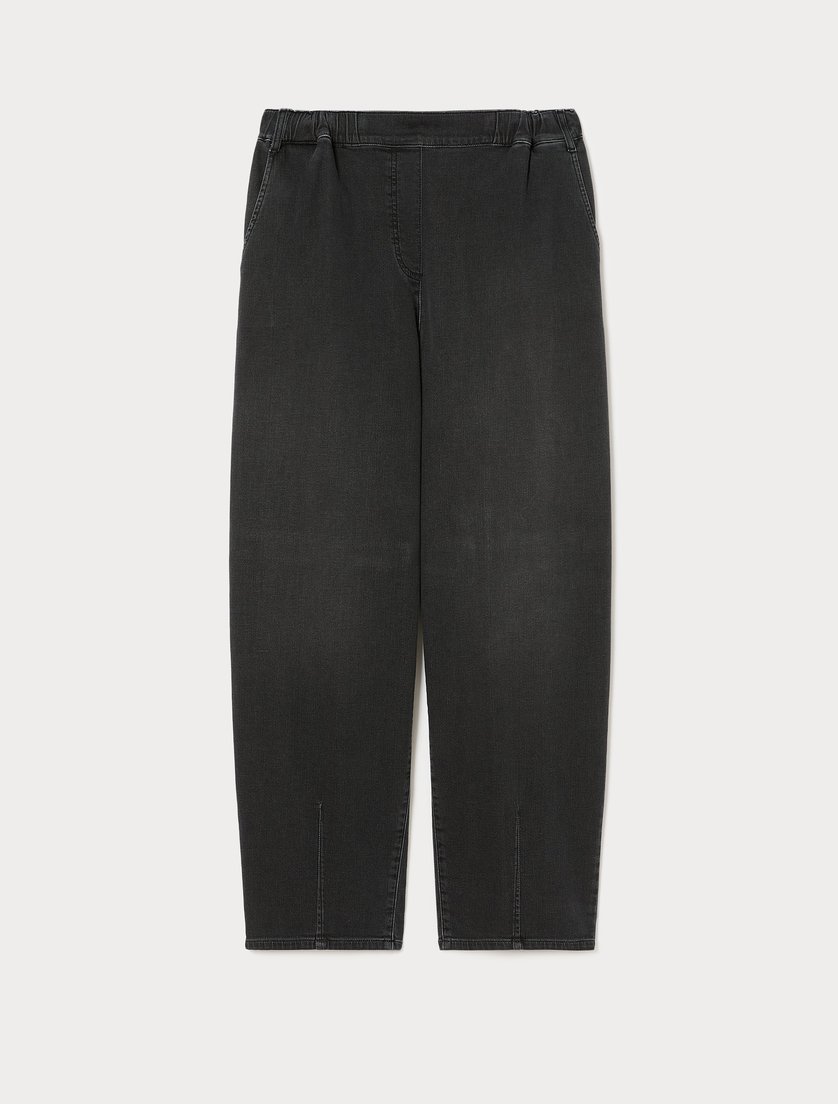 Baggy trousers in denim fleece - DARK GREY - Marina Rinaldi