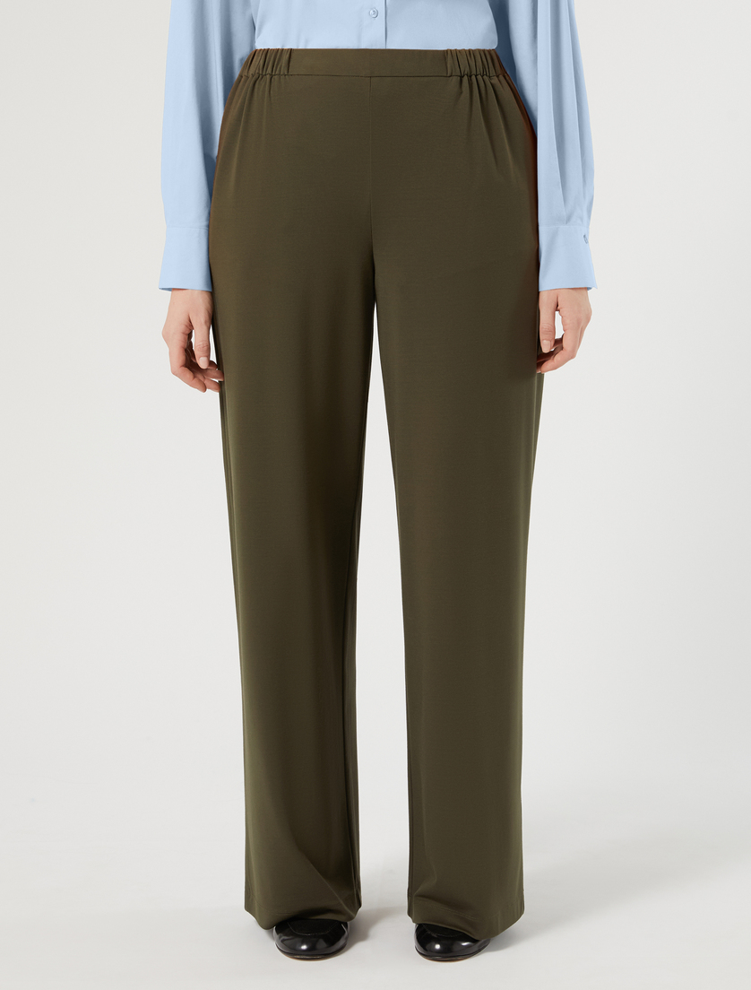 Wide-leg jersey trousers - OLIVE GREEN - Marina Rinaldi - 3