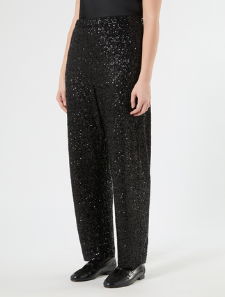 Pantaloni in tulle con paillettes - NERO - Marina Rinaldi - 3