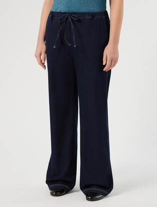 Stretch fleece joggers - MIDNIGHTBLUE - Marina Rinaldi - 3