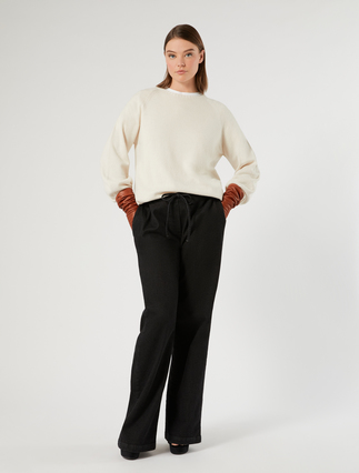 Stretch fleece joggers - BLACK - Marina Rinaldi - 2