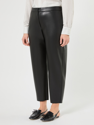 Coated jersey trousers - BLACK