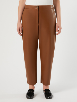 Coated jersey trousers - TOBACCO