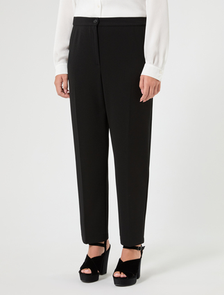 Pantaloni in scuba crêpe stretch - NERO