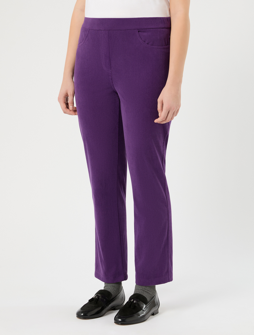 Corduroy-jersey trousers - DARK VIOLET - Marina Rinaldi - 3