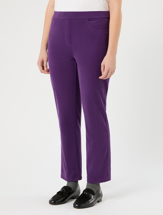 Corduroy-jersey trousers - DARK VIOLET - Marina Rinaldi - 3