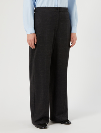 Pantaloni wide leg in jersey - NERO