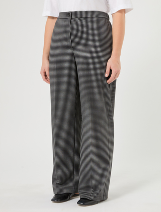 Pantaloni wide leg in jersey - NERO BIANCO
