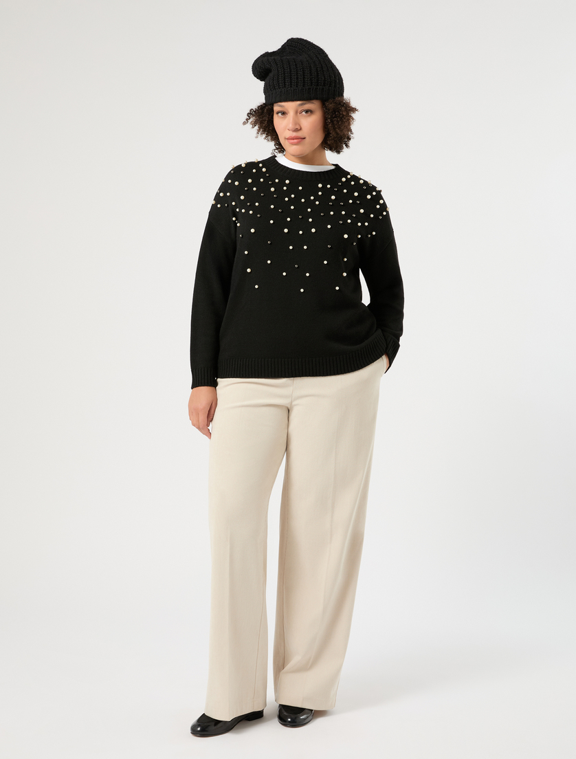 Fine rib-knit jersey trousers - Marina Rinaldi