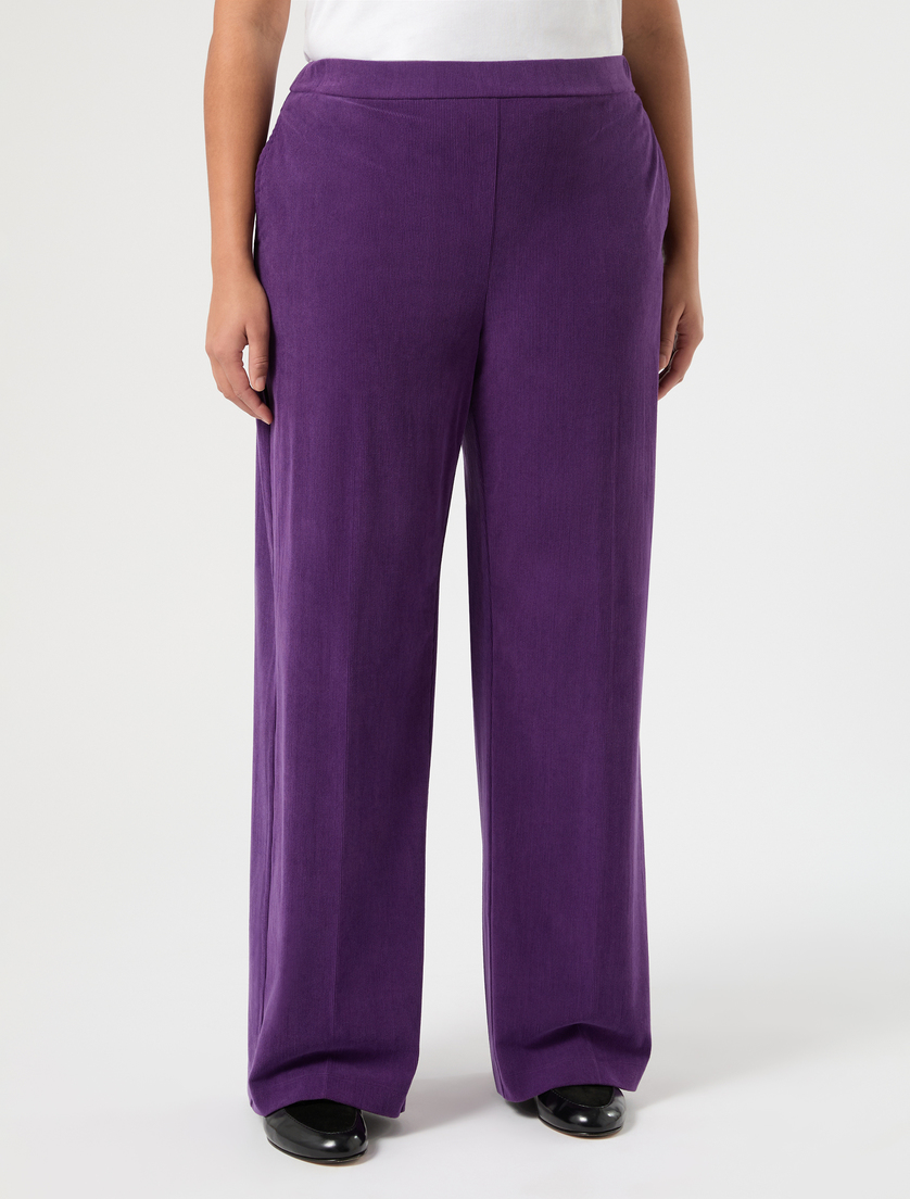 Pantaloni in jersey a costine - VIOLA SCURO - Marina Rinaldi - 3