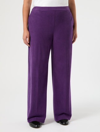 Pantaloni in jersey a costine - VIOLA SCURO - Marina Rinaldi - 3