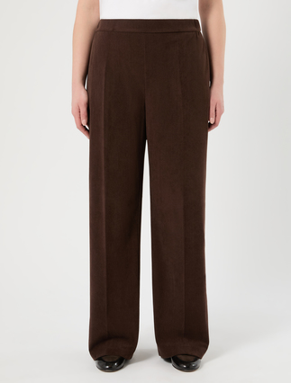 Fine rib-knit jersey trousers - COCOA