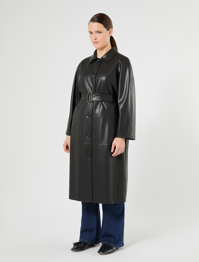 Coated jersey trench coat - BLACK - Marina Rinaldi - 3
