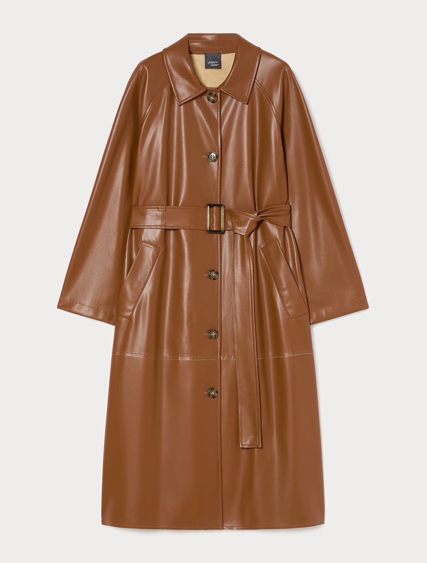 Coated jersey trench coat - TOBACCO - Marina Rinaldi
