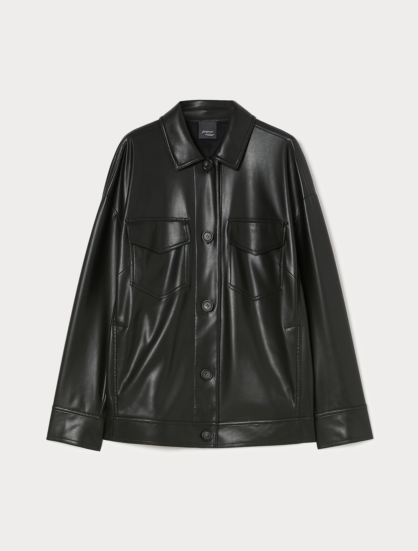 Coated jersey jacket - BLACK - Marina Rinaldi