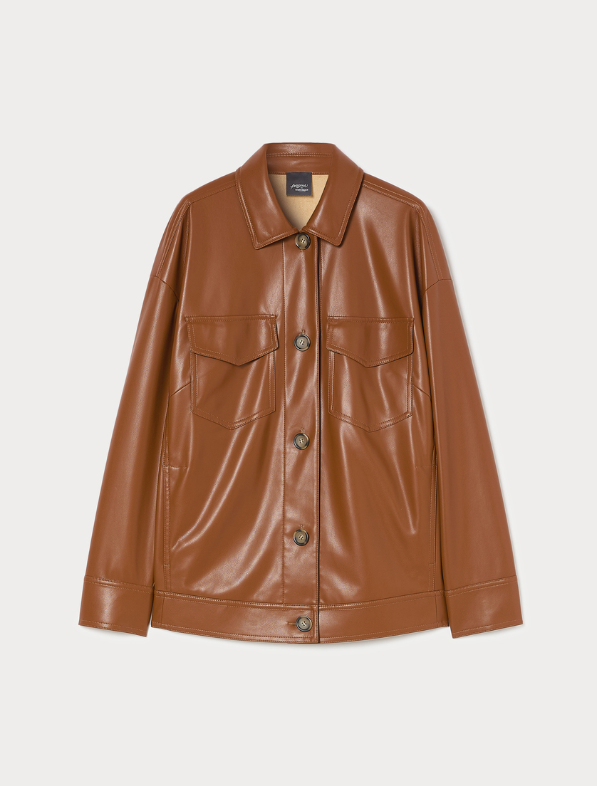 Coated jersey jacket - TOBACCO - Marina Rinaldi