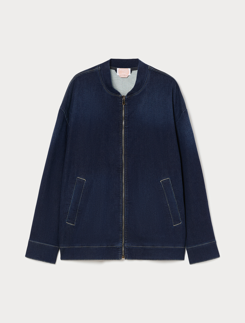 Felpa denim in misto cotone - BLU MARINO - Marina Rinaldi
