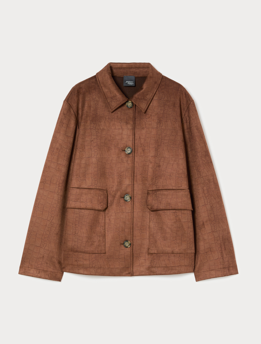 Suede jersey jacket - TOBACCO - Marina Rinaldi