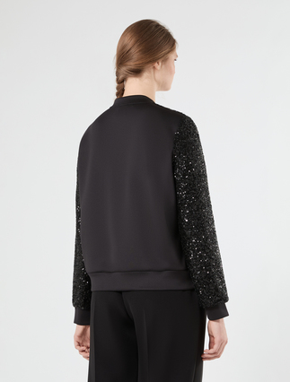 Embroidered tulle bomber jacket - BLACK - Marina Rinaldi - 4