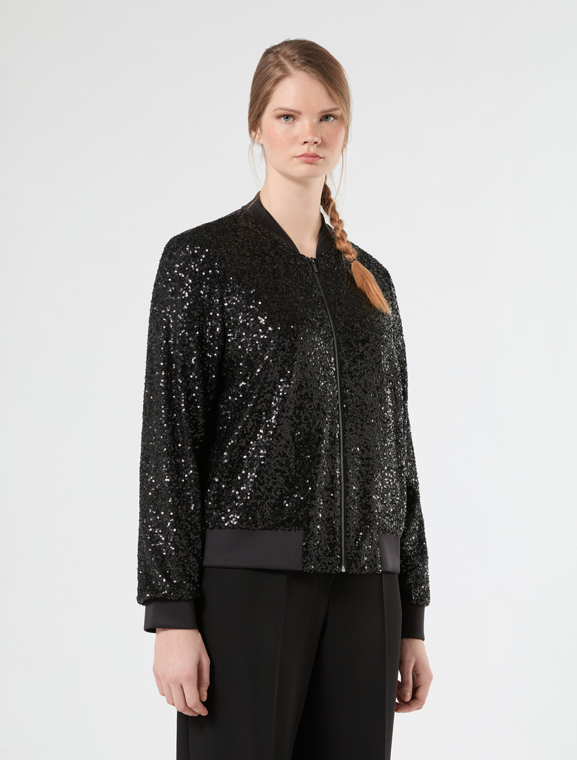 Embroidered tulle bomber jacket - BLACK - Marina Rinaldi - 3