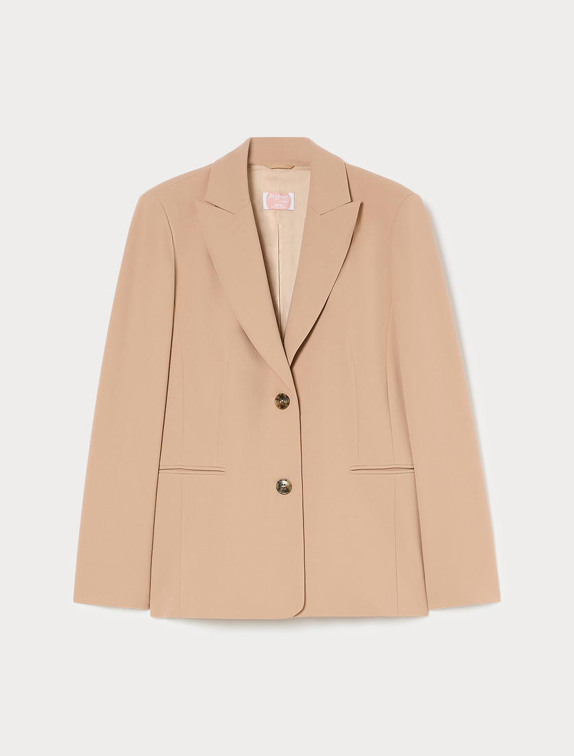 Scuba crepe jersey blazer - CAMEL - Marina Rinaldi