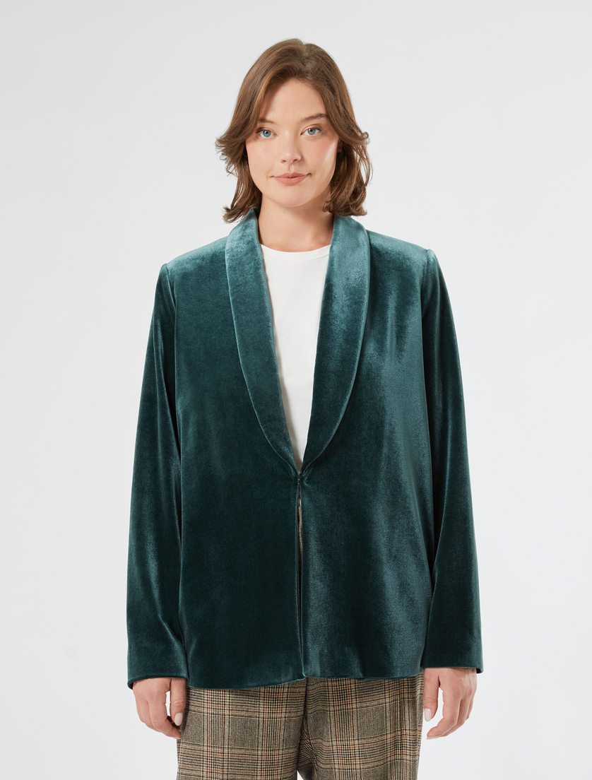 Blazer aus Samt - DOUNKEL-GRUEN - Marina Rinaldi - 3