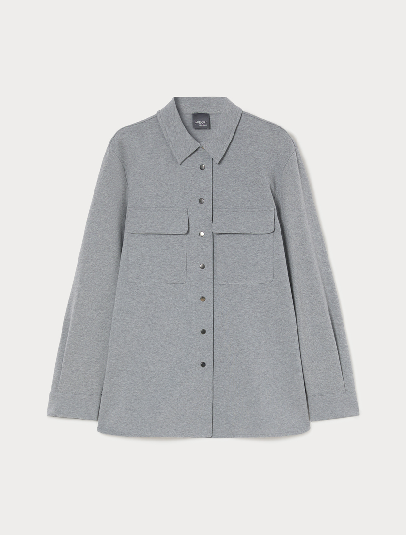 Fleece overshirt-style tunic - MEDIUM GREY - Marina Rinaldi