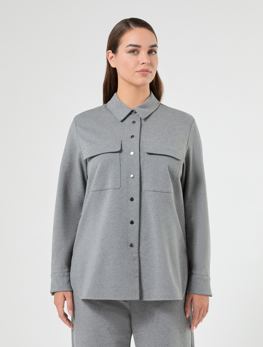 Fleece overshirt-style tunic - MEDIUM GREY - Marina Rinaldi - 3