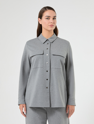 Fleece overshirt-style tunic - MEDIUM GREY