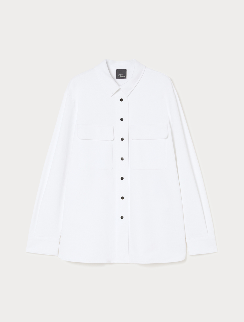 Fleece overshirt-style tunic - WHITE - Marina Rinaldi