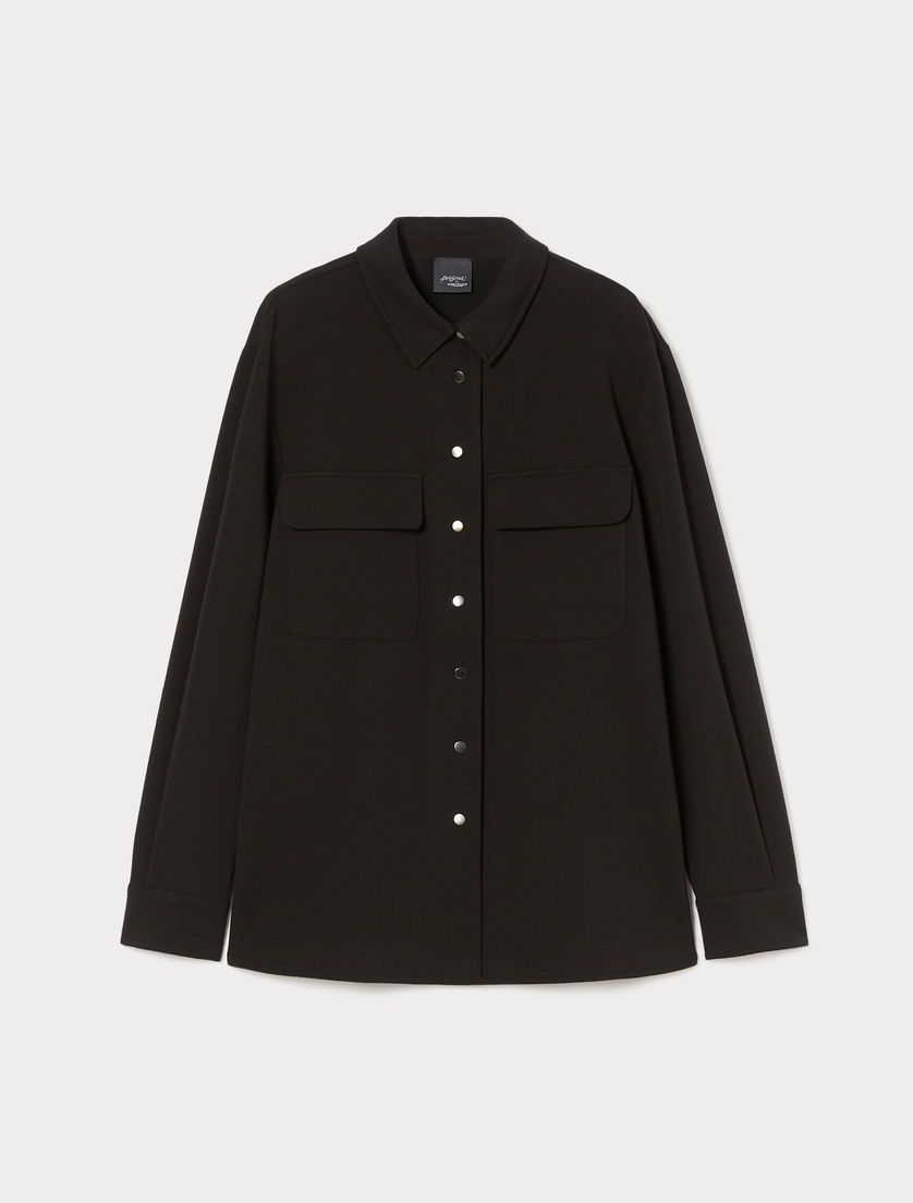 Fleece overshirt-style tunic - BLACK - Marina Rinaldi