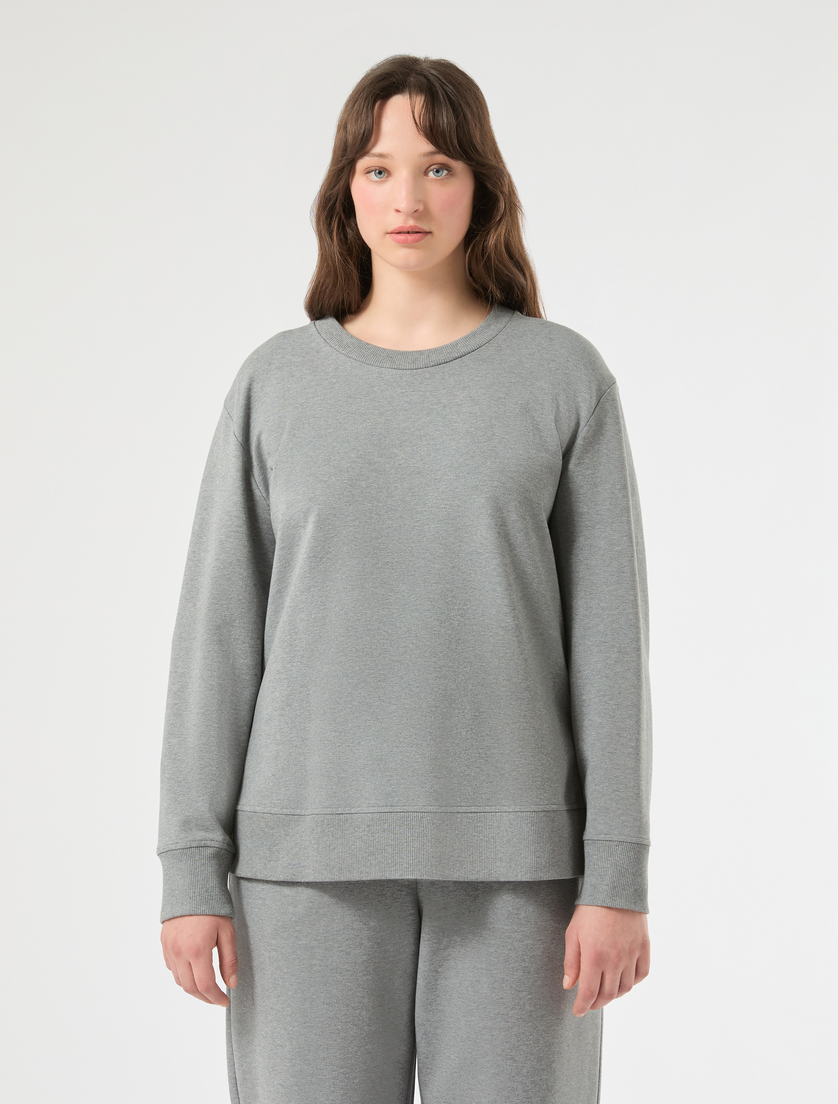 Stretch cotton sweatshirt - MEDIUM GREY - Marina Rinaldi - 3