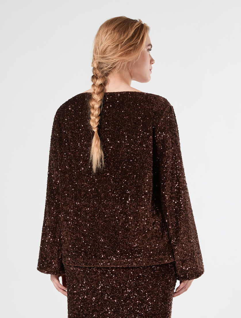 Bestickte Bluse aus Chenille - KAKAO - Marina Rinaldi - 4