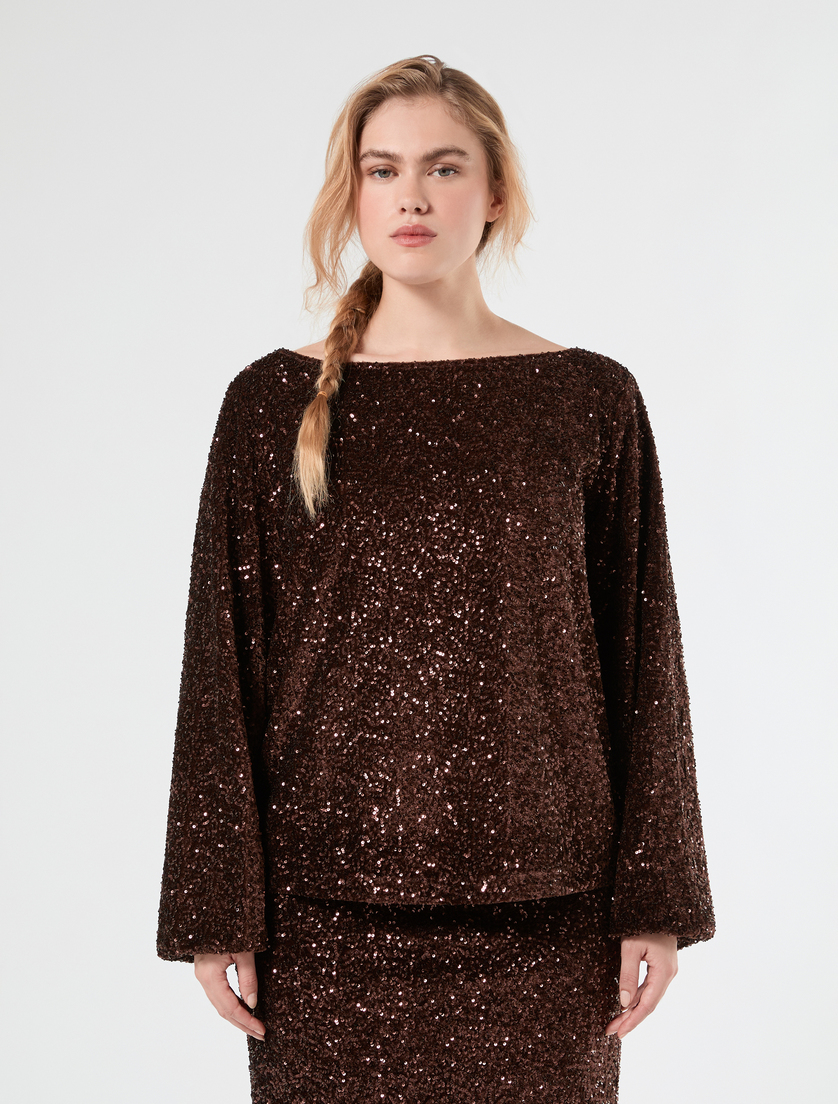 Bestickte Bluse aus Chenille - KAKAO - Marina Rinaldi - 3